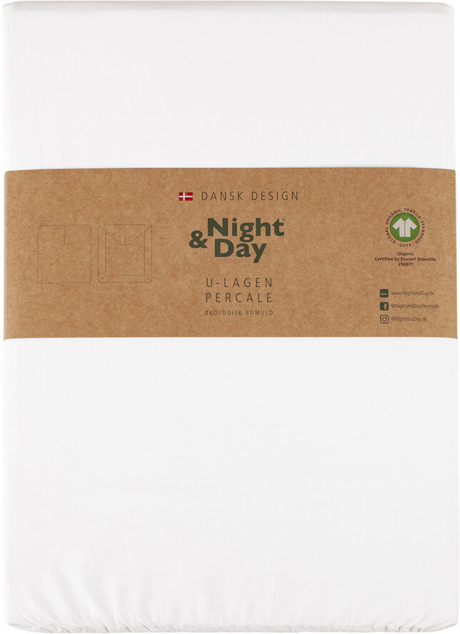 Økologisk U-split lagen, percale - GOTS, hvid