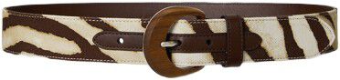 Zebra-Print Wood-Buckle Wide Belt