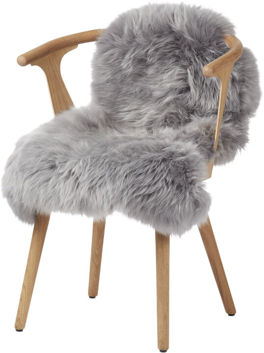 90cm-up New Zealand Sheepskin, Long Wool Light Grey 90x60
