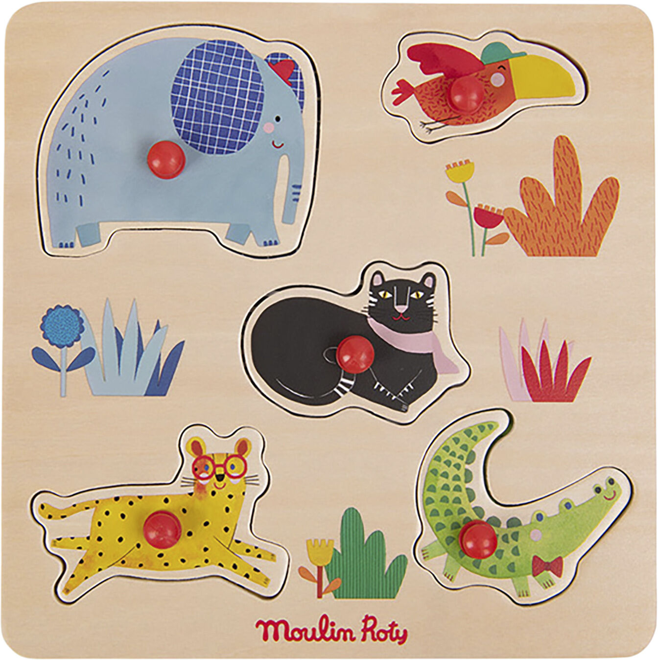 Moulin Roty - Knoppuslespil 5 brk - Jungledyr - Les Toupitis