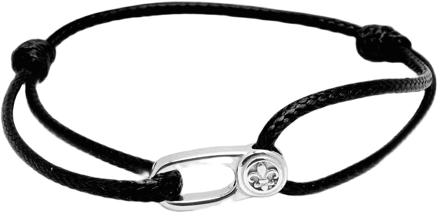 Black String Bracelet with Silver Hook