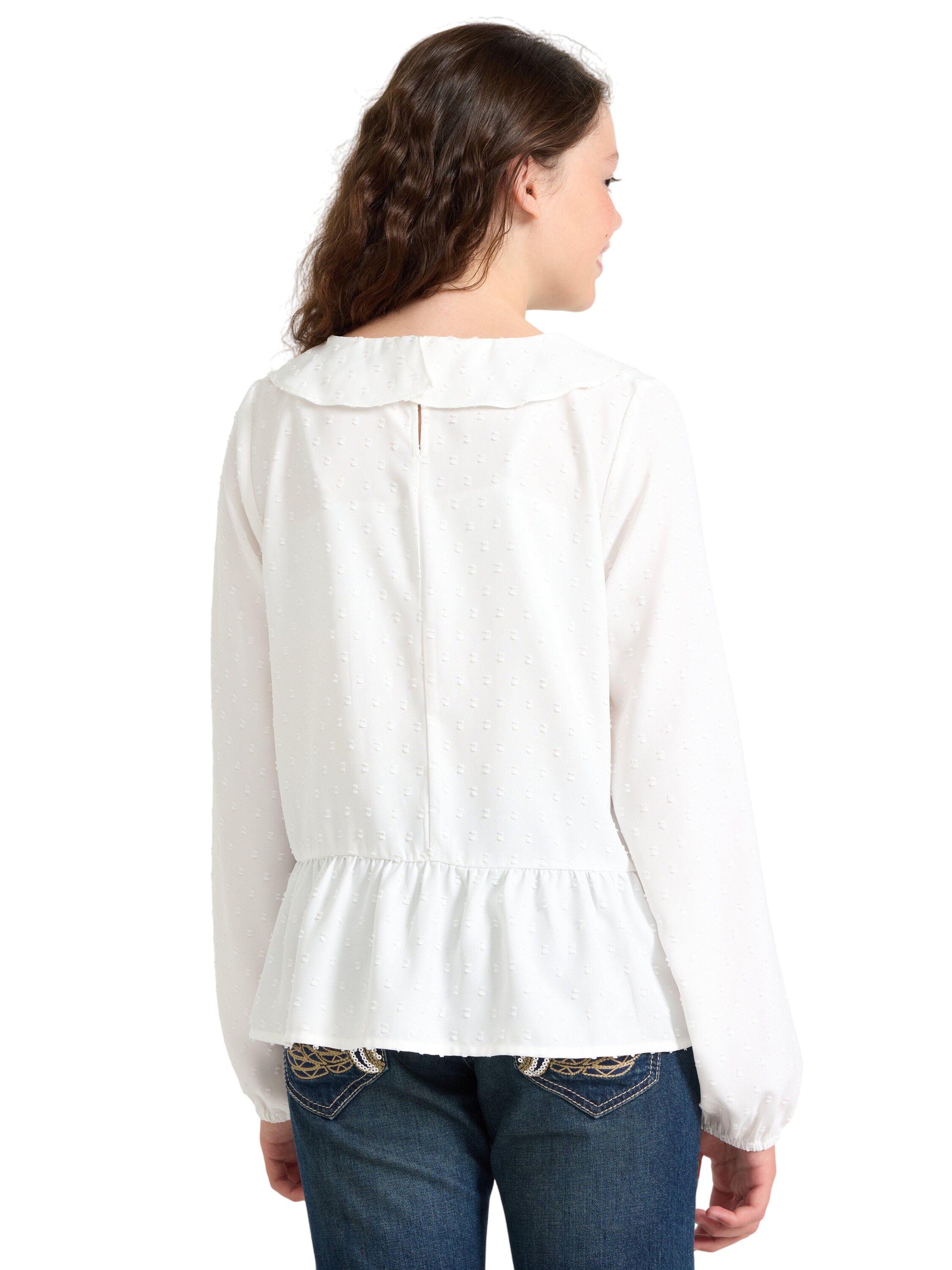 Blouse with flounce at front