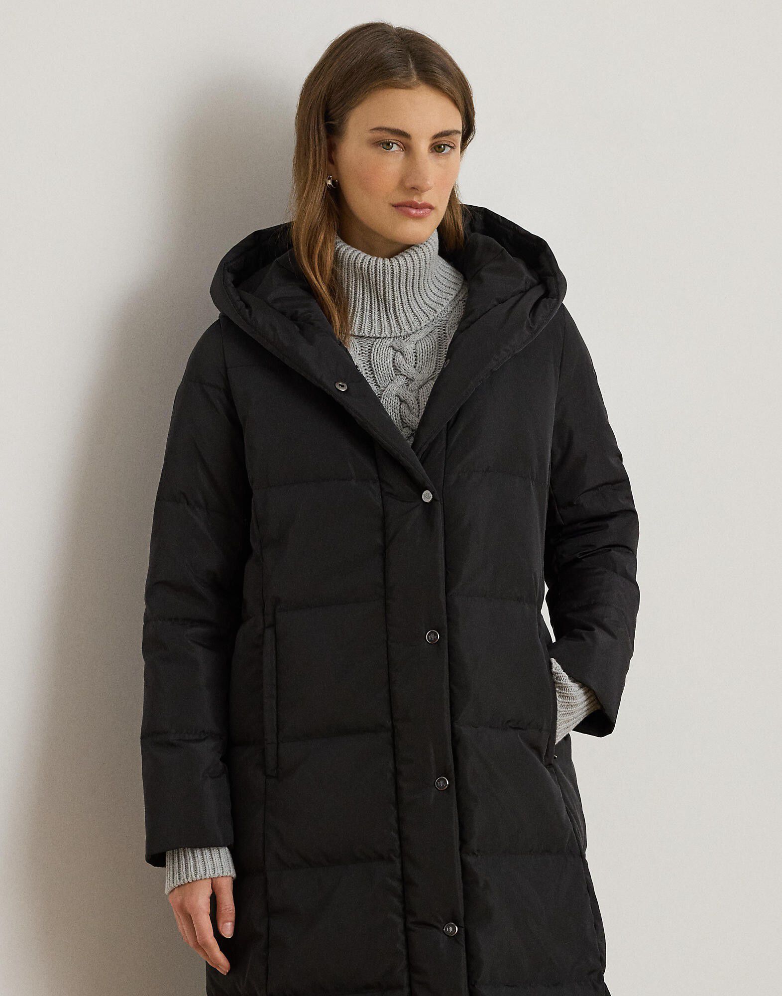 Hooded Channel-Quilted Down Puffer Coat
