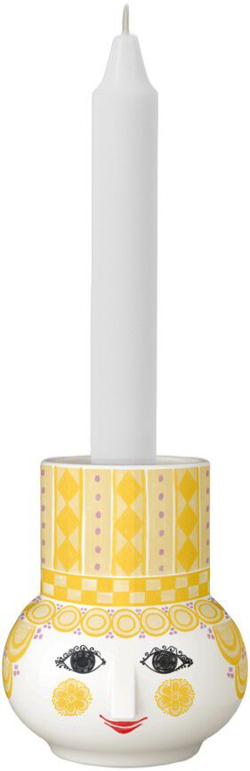 Olga Lysestage H9 cm gul