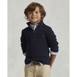 Cable-Knit Cotton Quarter-Zip Sweater
