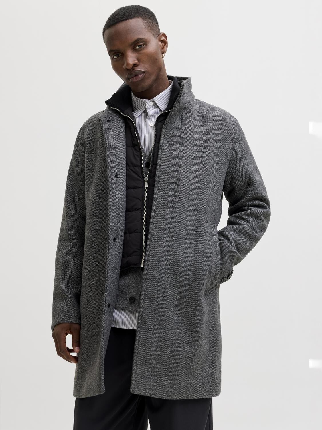 Jprcckeith Wool Blend Stancollar Coat Sn