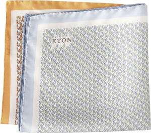 Mid Blue Motif Silk Pocket Square