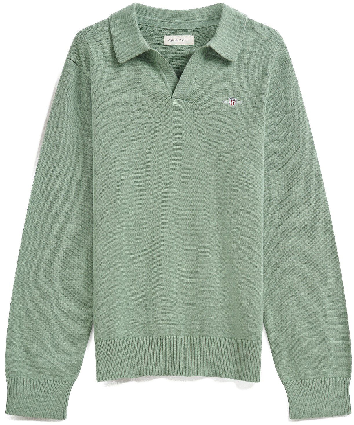 Shield Knitted V Neck Ls Polo