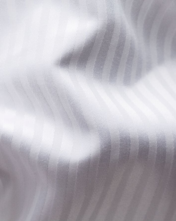 White Striped Satin Tuxedo Shirt - Slim Fit