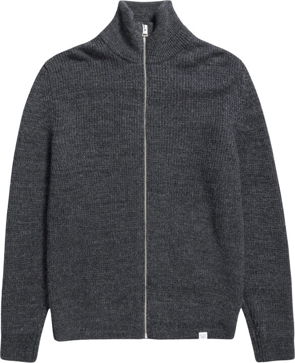 Hagen Wool Cotton Rib Full Zip Jacket