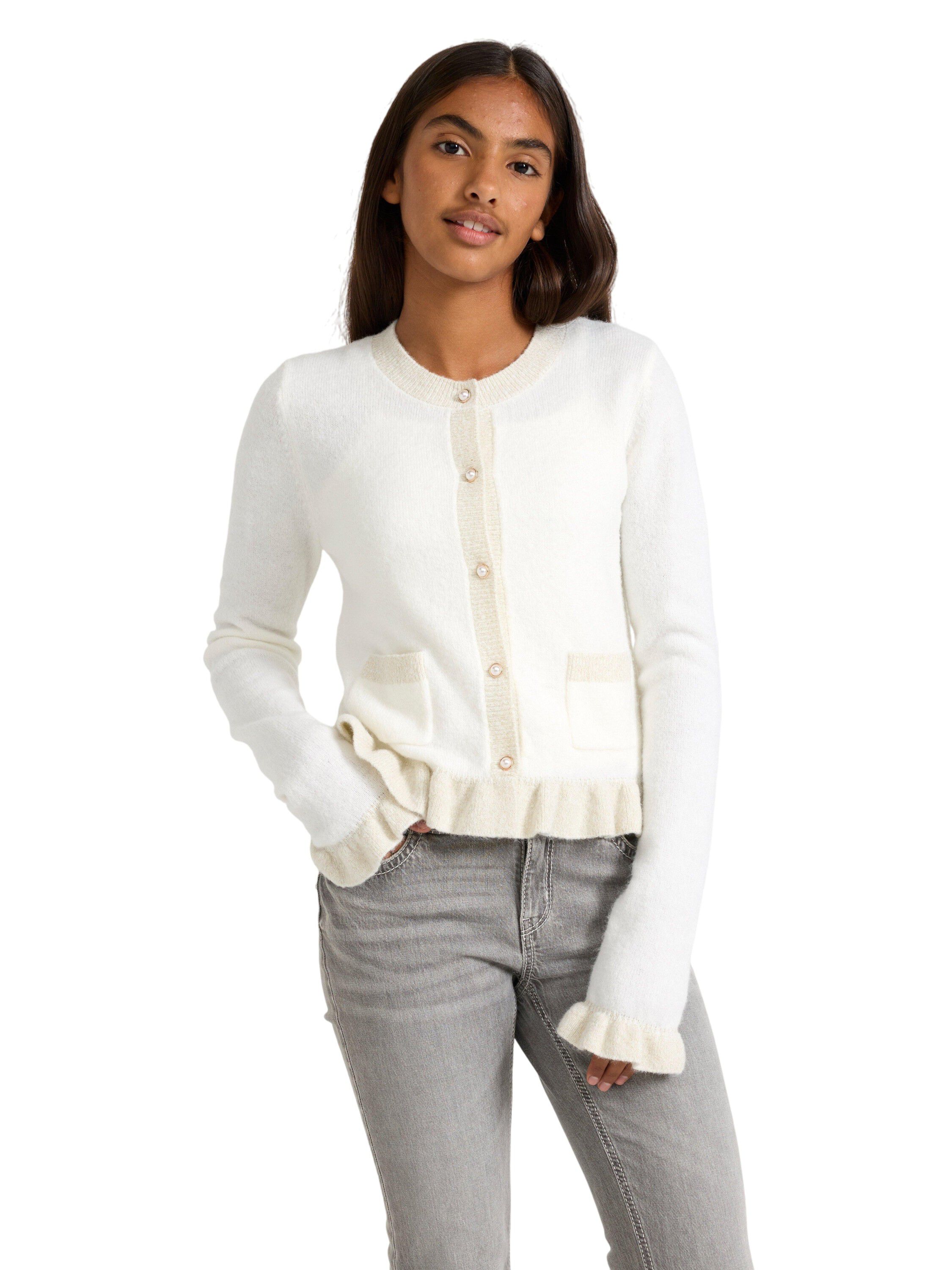 Soft knitted cardigan with frilled