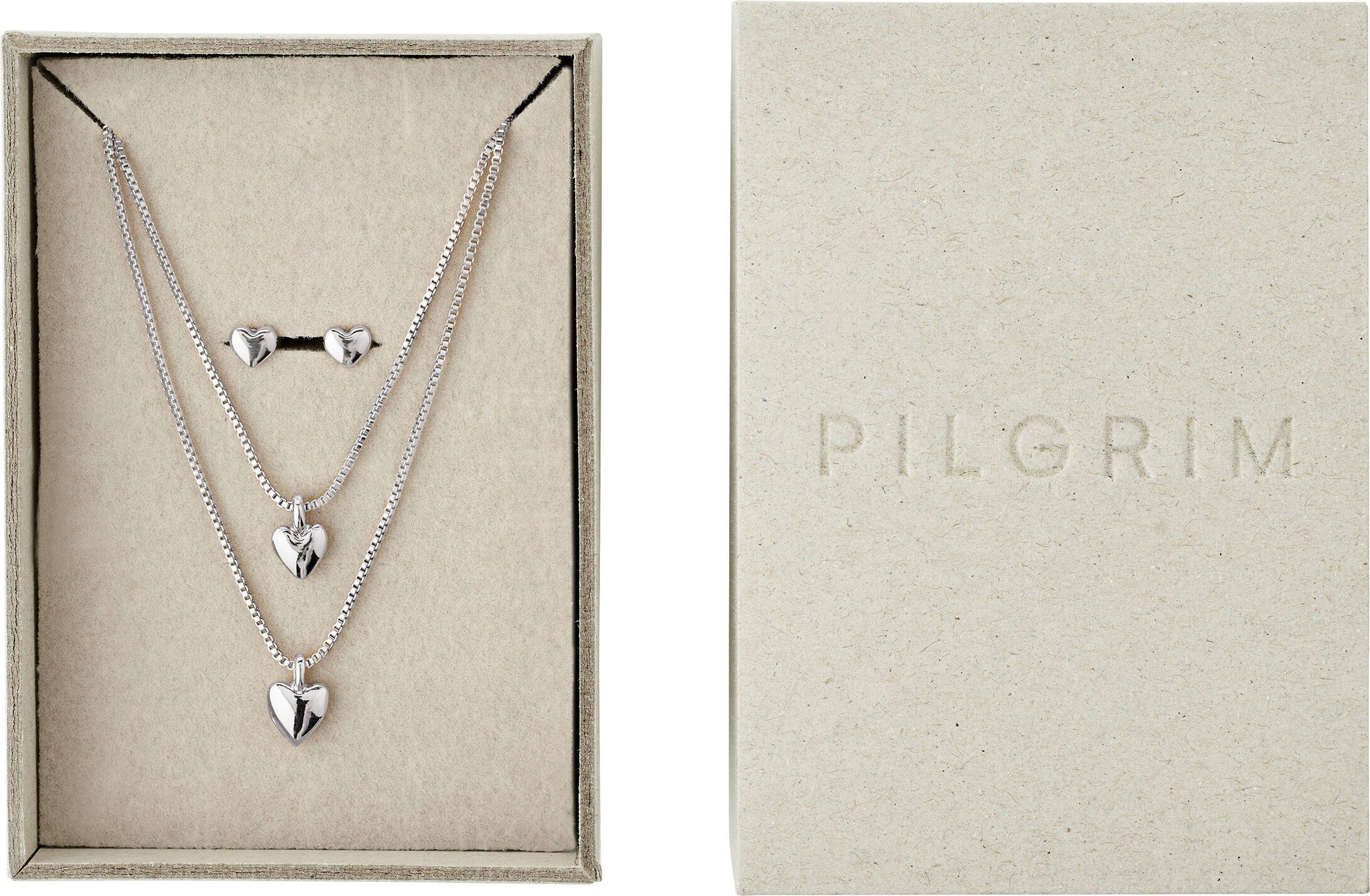 PENINA gift set, necklace & earstuds, silver-plated