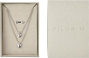 PENINA gift set, necklace & earstuds, silver-plated