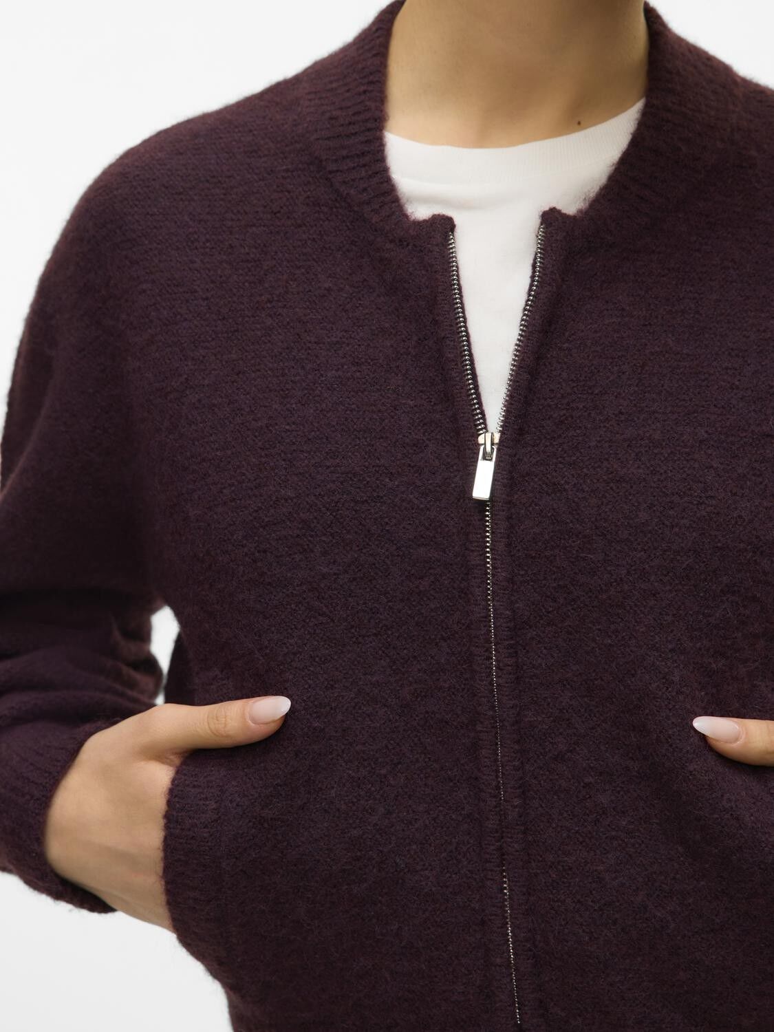 VMHANNA LS O-NECK ZIPPER CARDIGAN B