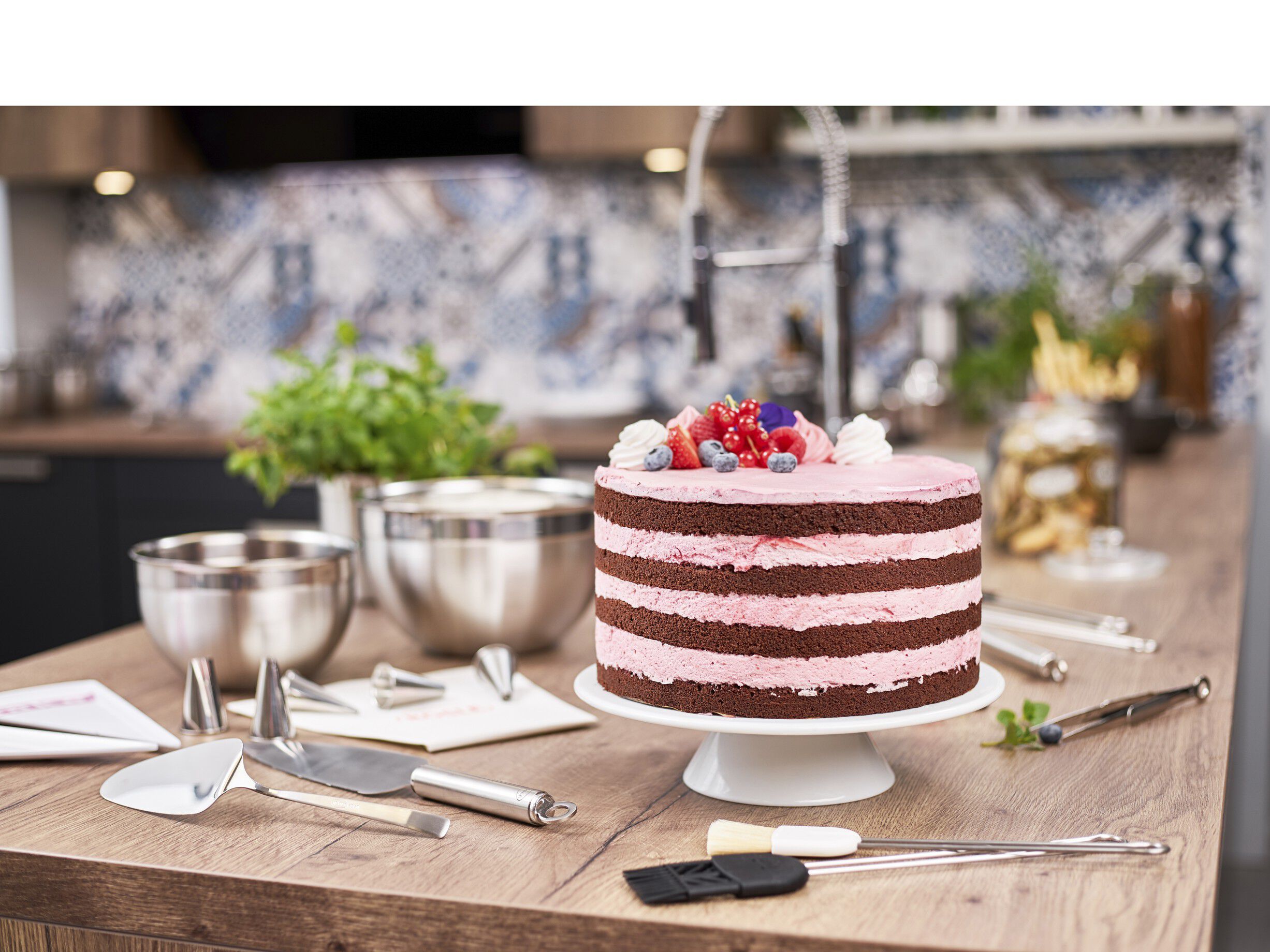 Bakepensel 23,5 cm St&aring;l/Hvit/Natur