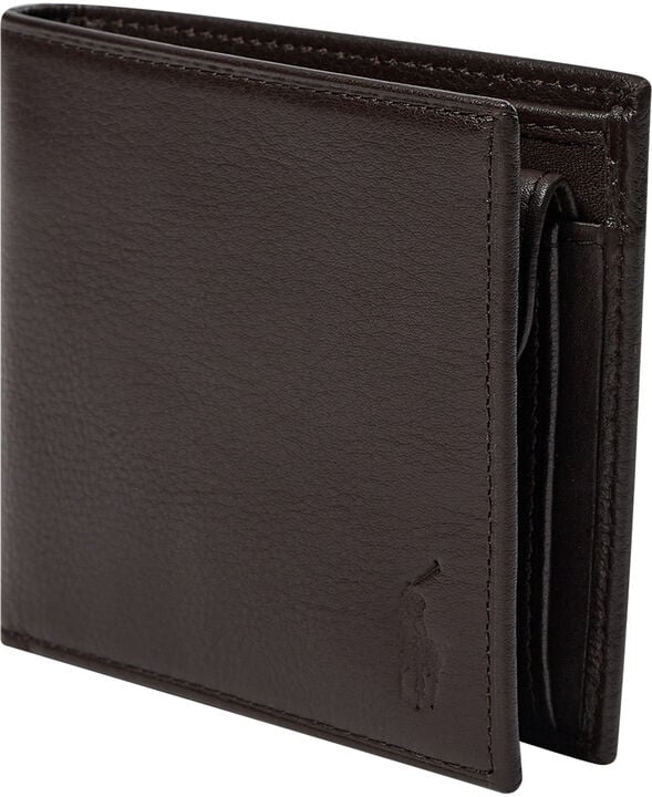 Pebbled Leather Billfold Coin Wallet