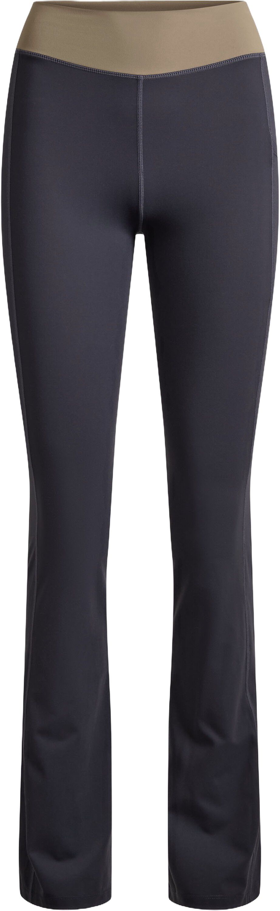 Rise h&oslash;jtaljet flared leggings med lomme - Charcoal