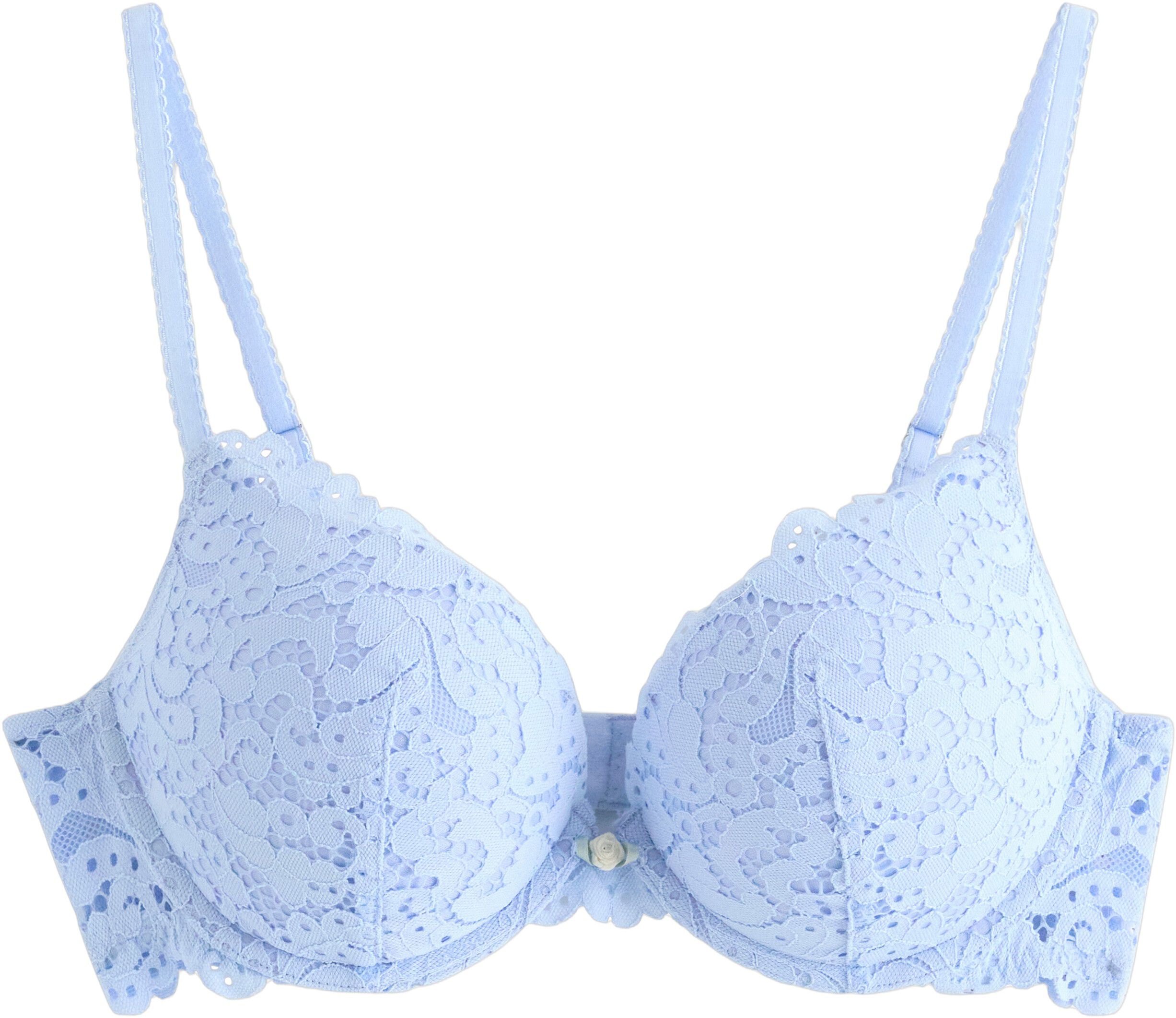 A push-up bra in lace.