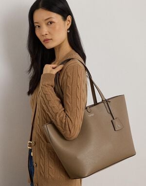 Faux-Leather Large Reversible Tote Bag