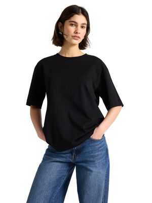 Kort&aelig;rmet T-shirt i bl&oslash;d bomuldsjer