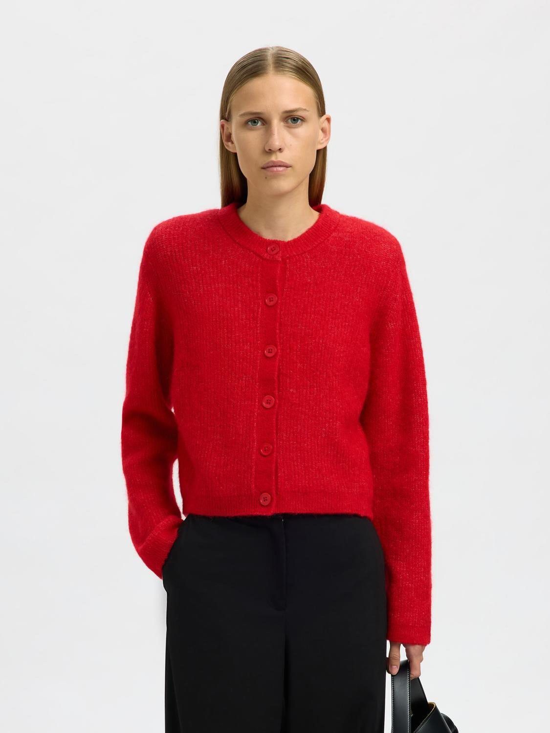 SLFSIA RAS LS KNIT CROPPED CARDIGAN