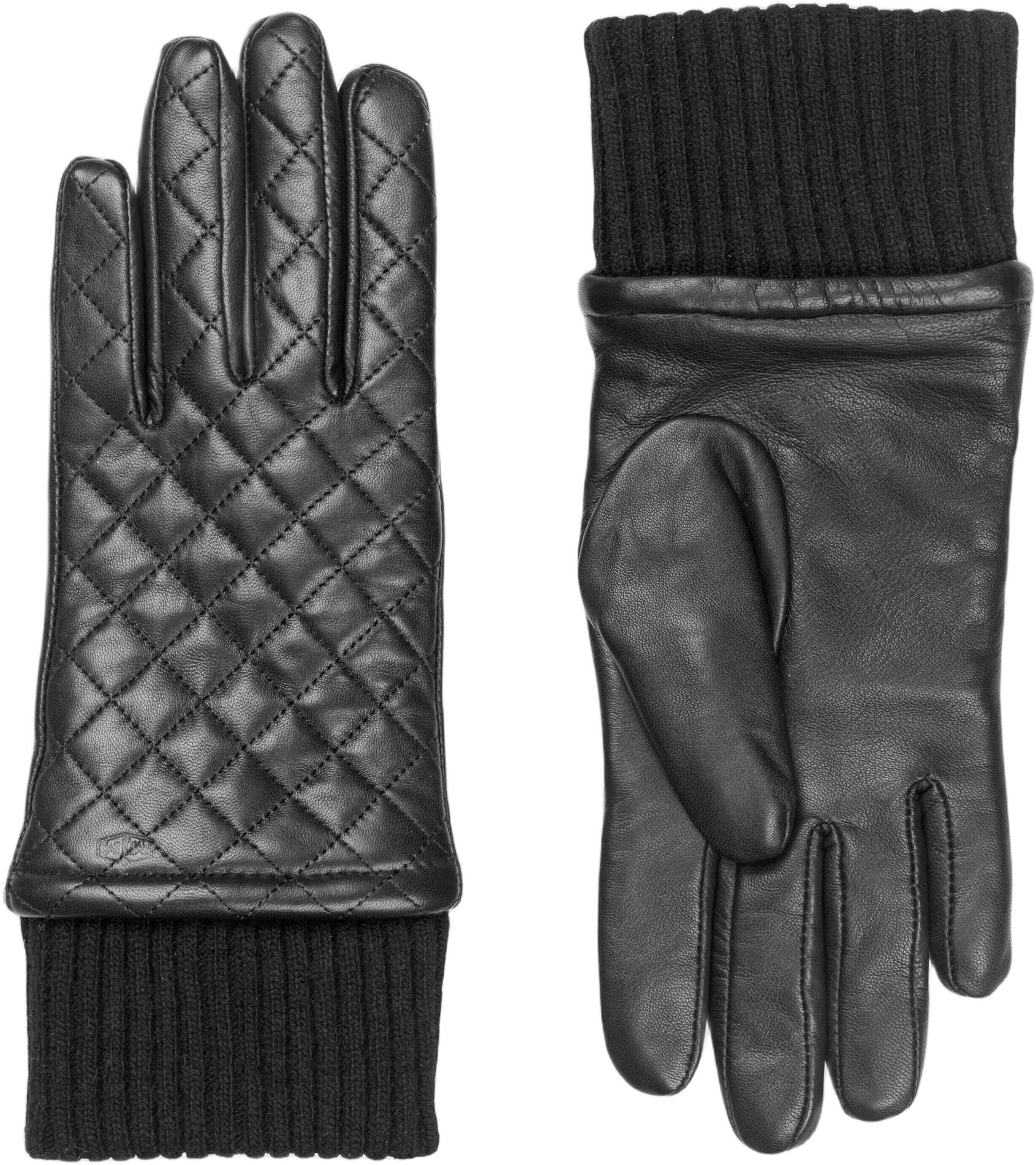 MJM Glove Linda Leather Quilted/Wool Black