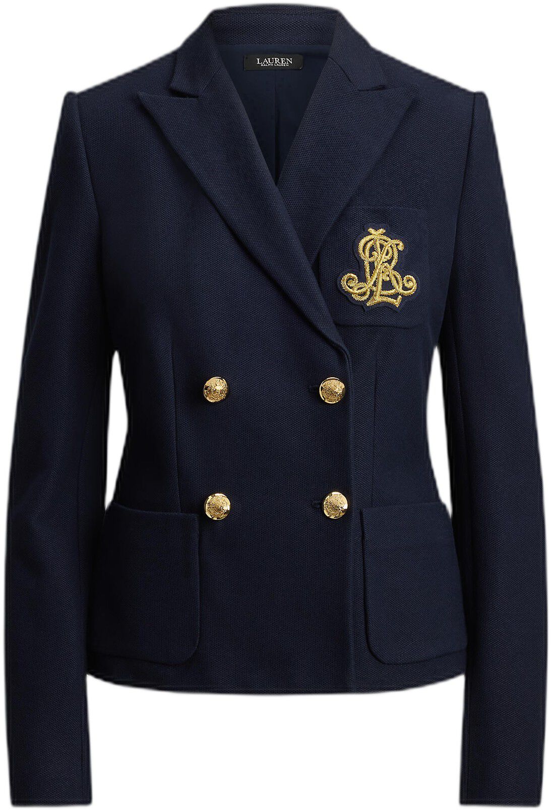 Double-Breasted Stretch Piqu&eacute; Blazer