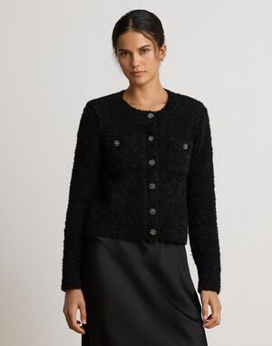 TEXTURED BOUCLE-SWTR-JACKET