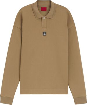 Structured cotton-blend sweatshirt polo collar