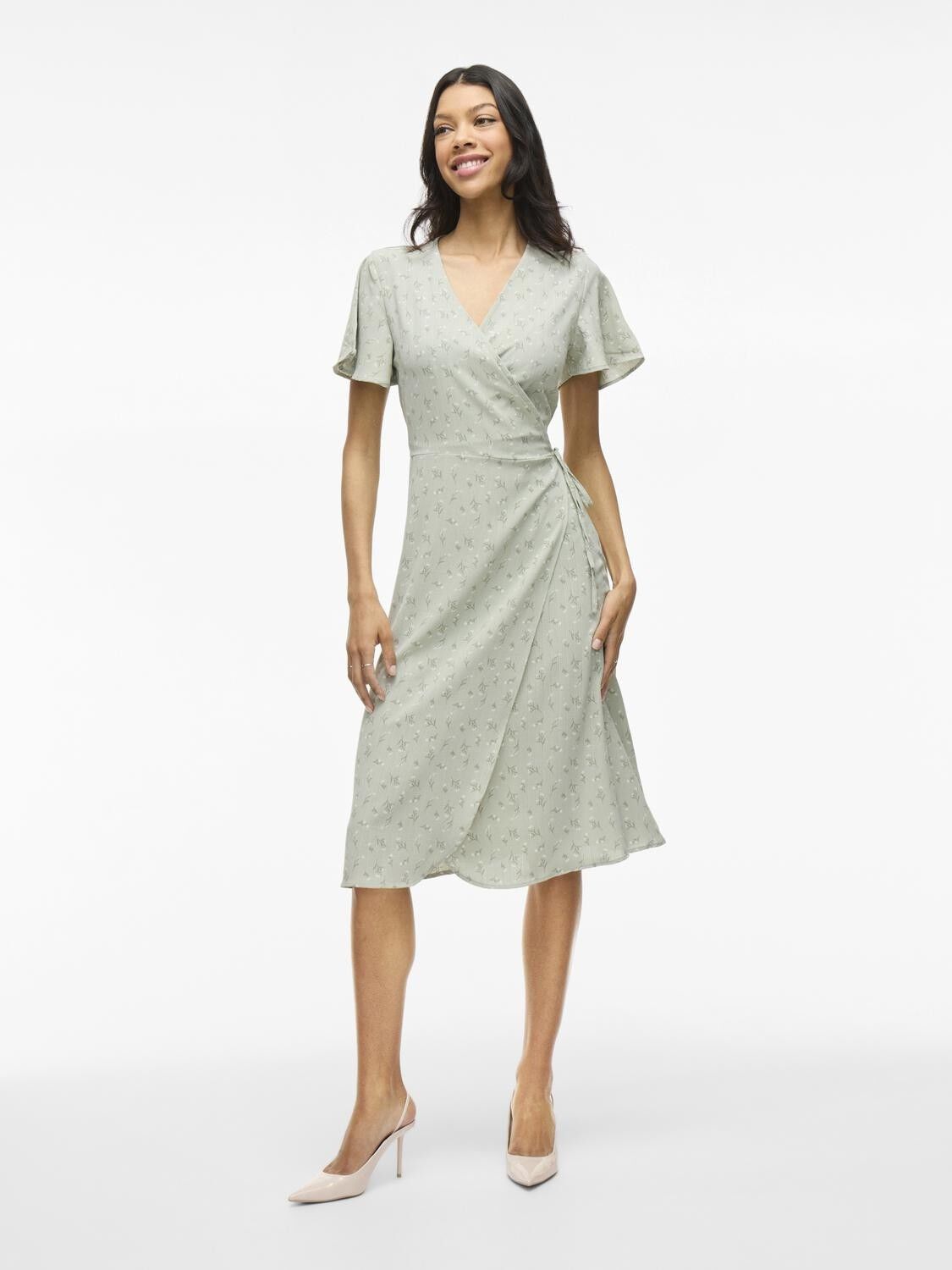 VILOVIE S/S WRAP MIDI DRESS - NOOS