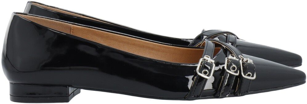 BIABARI Pointy Flat Buckle Faux Leather