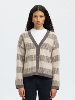 SLFALVA LS KNIT STRIPE V-CARDIGAN