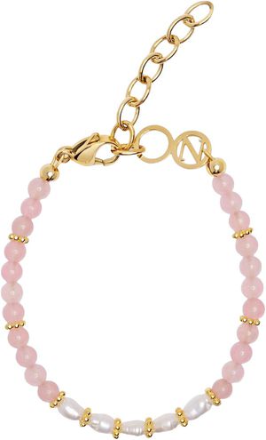 Women's Beaded Bracelet with Pink Opal and Mini Pearls