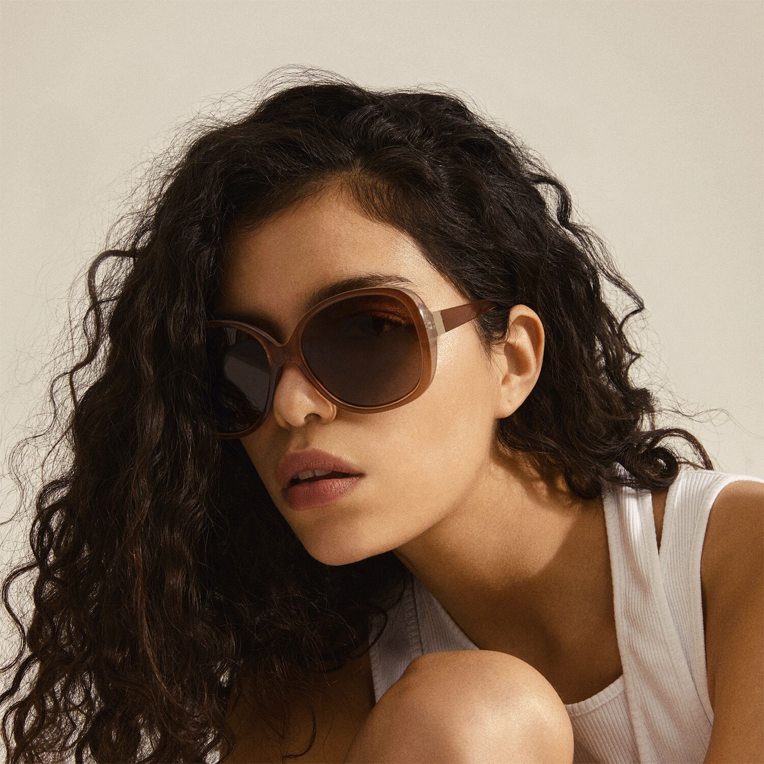 PARKER oversized retro sunglasses light brown