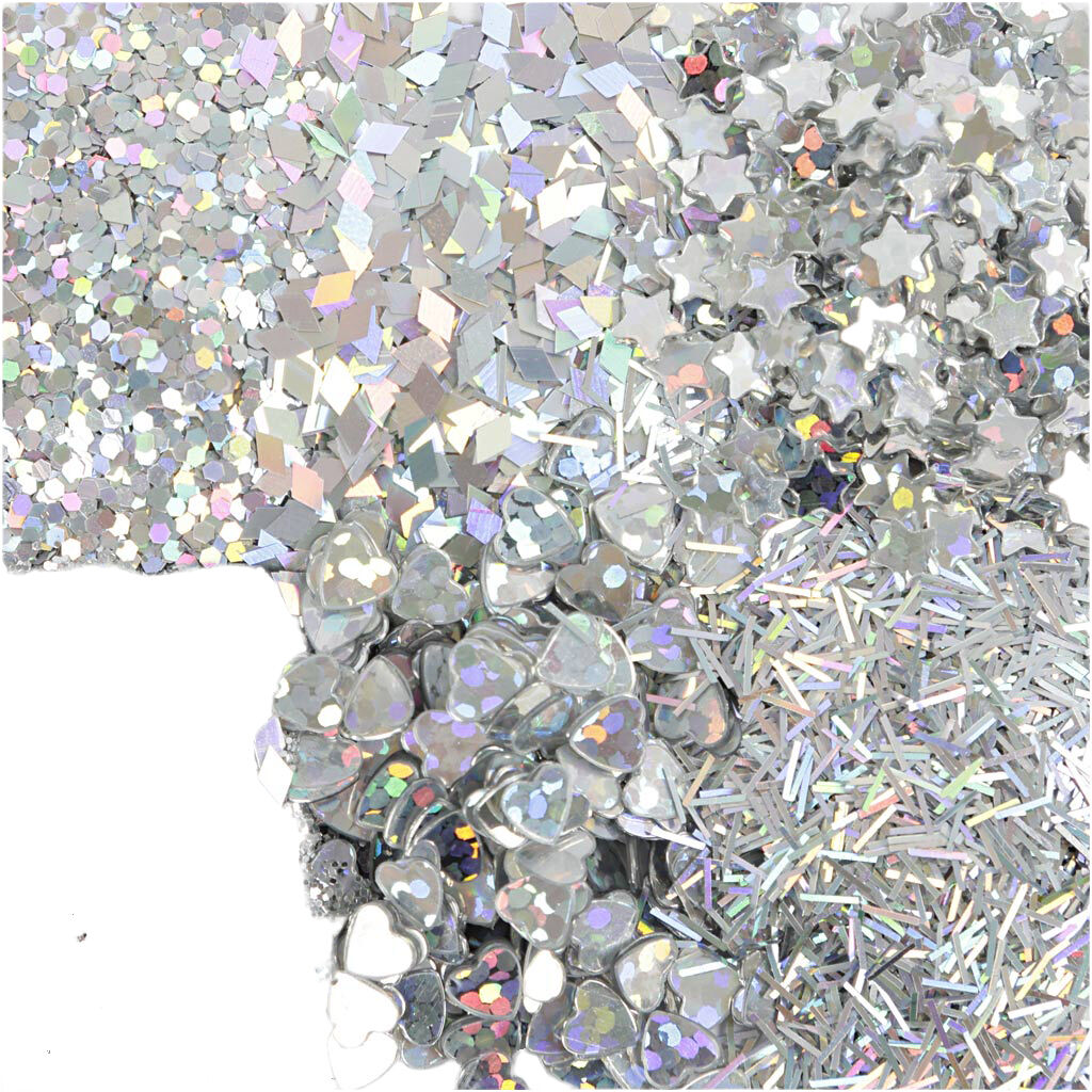 Bio-glimmer & Pailletter, r&oslash;d, 6x7ml.