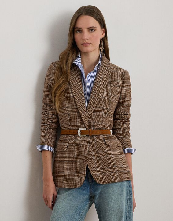 Glen Plaid Wool-Blend Twill Blazer