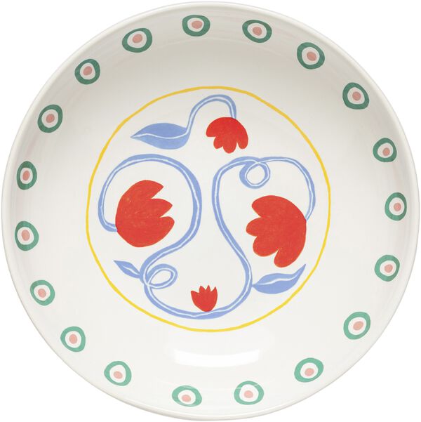 Salat-/pastatallerken dyp Bliss 25 cm Rød/Hvit/Blå Keramikk