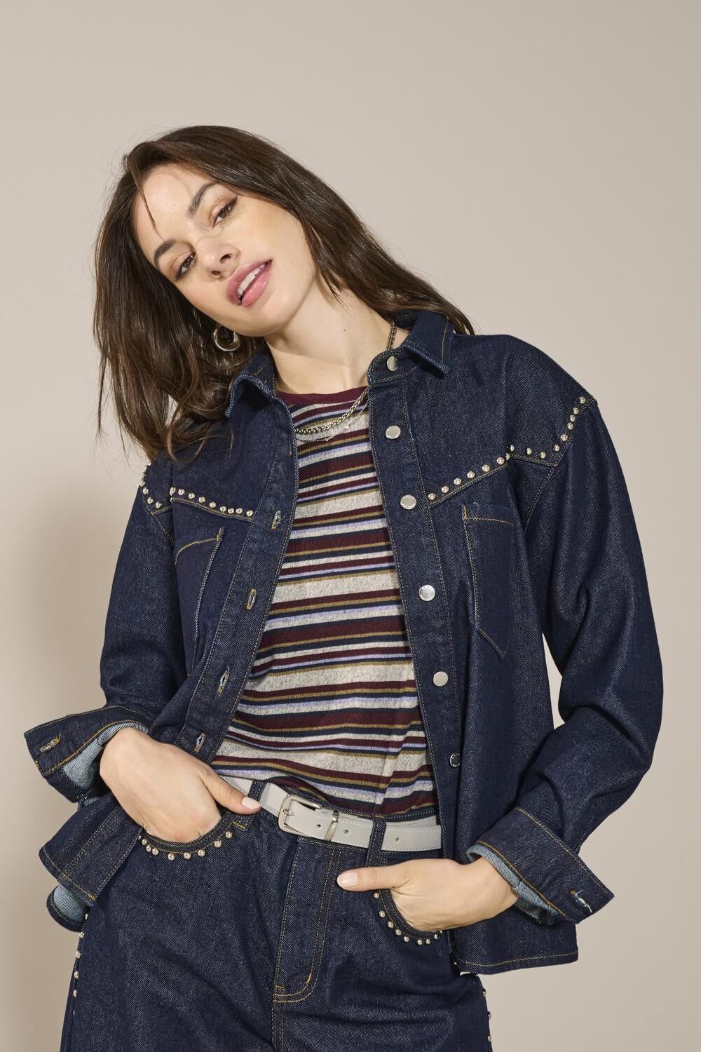 ONLELODIE LS STUD DNM SHIRT MAE