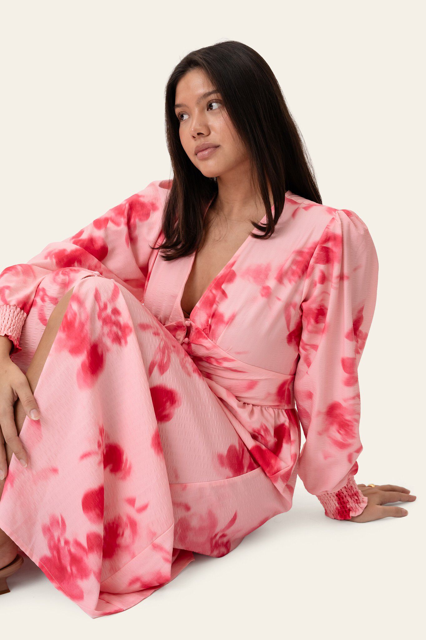 AdelIC Long Dress - Abstract Pink F