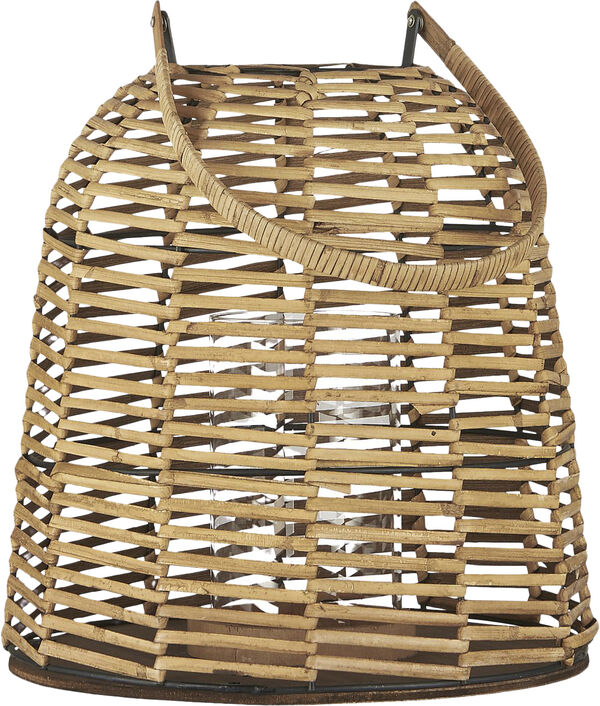 Lygte vandret rattanflet m/glasindsats