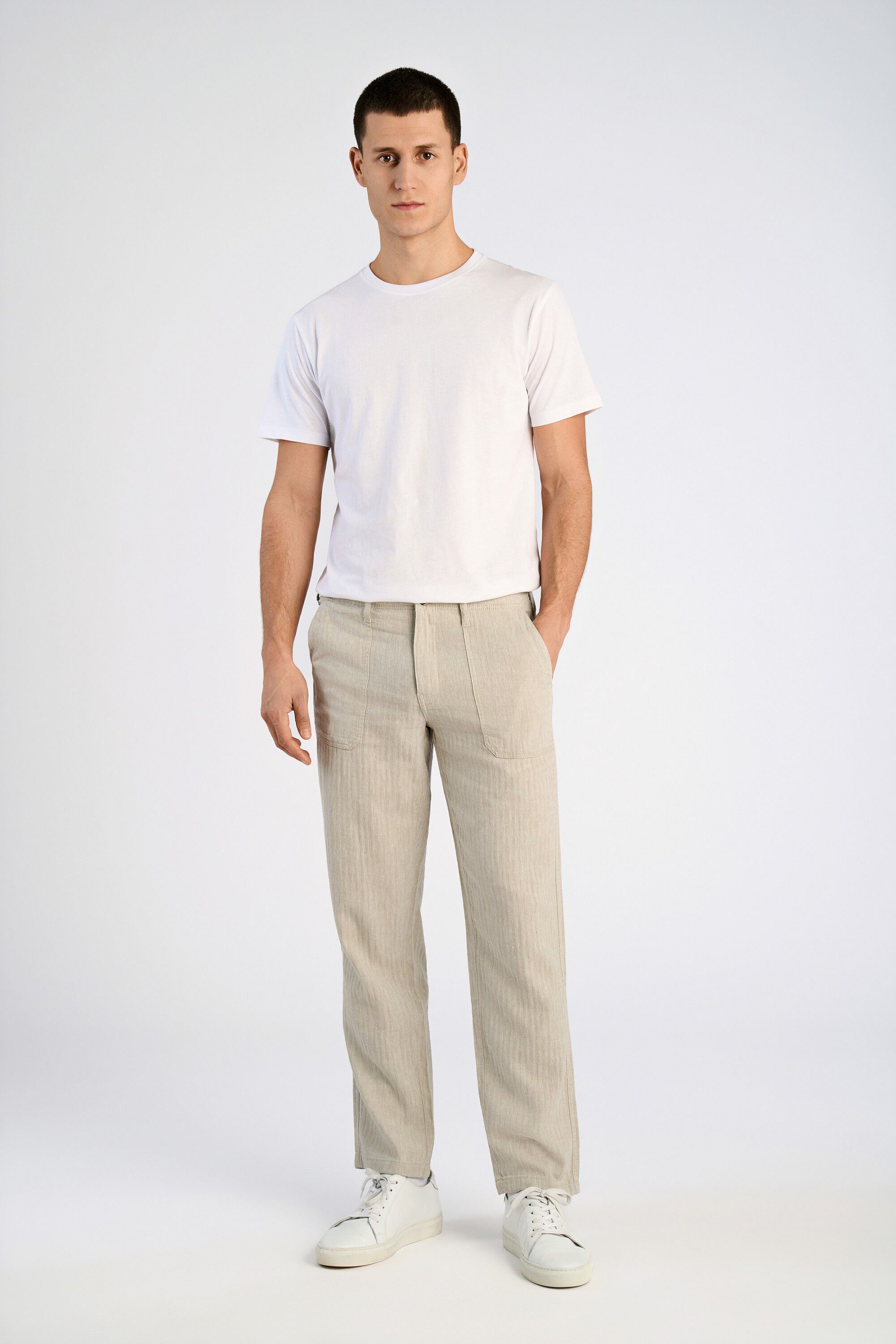 Linen blend herringbone pants