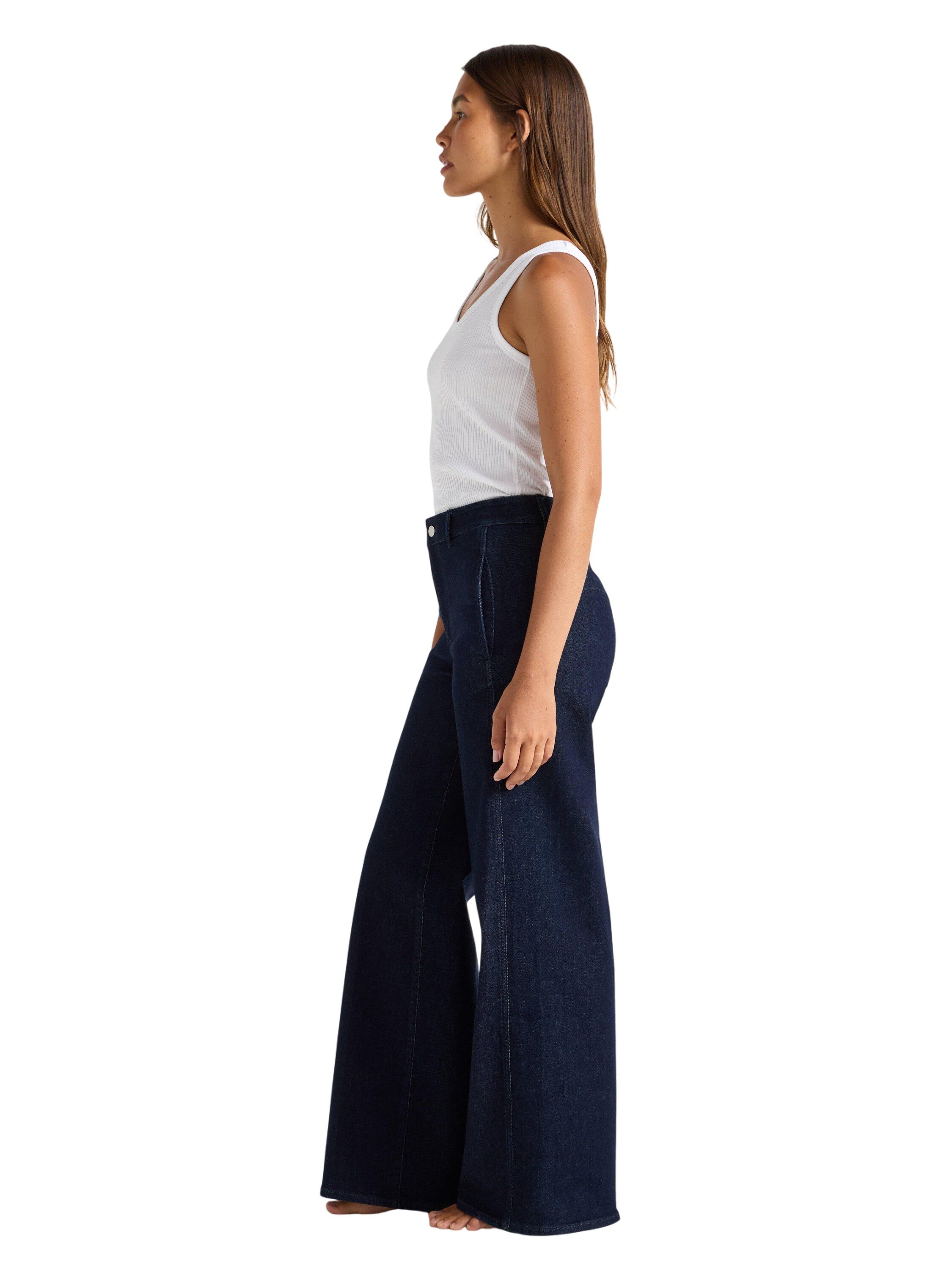 Trousers denim wide crease rin