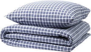 Check washed percale navy/white