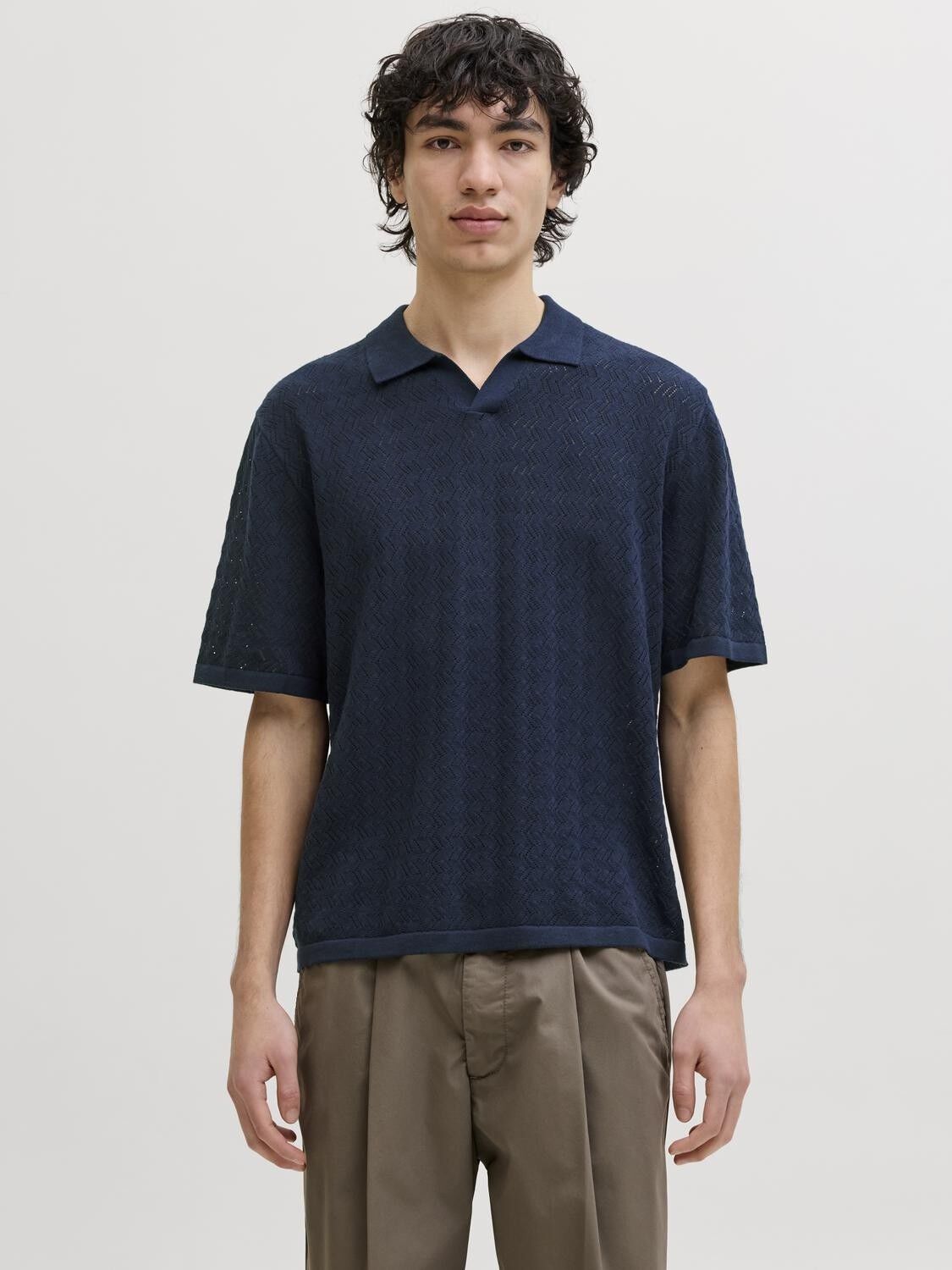 Jortyler Knit Ss Split Neck Polo Sn