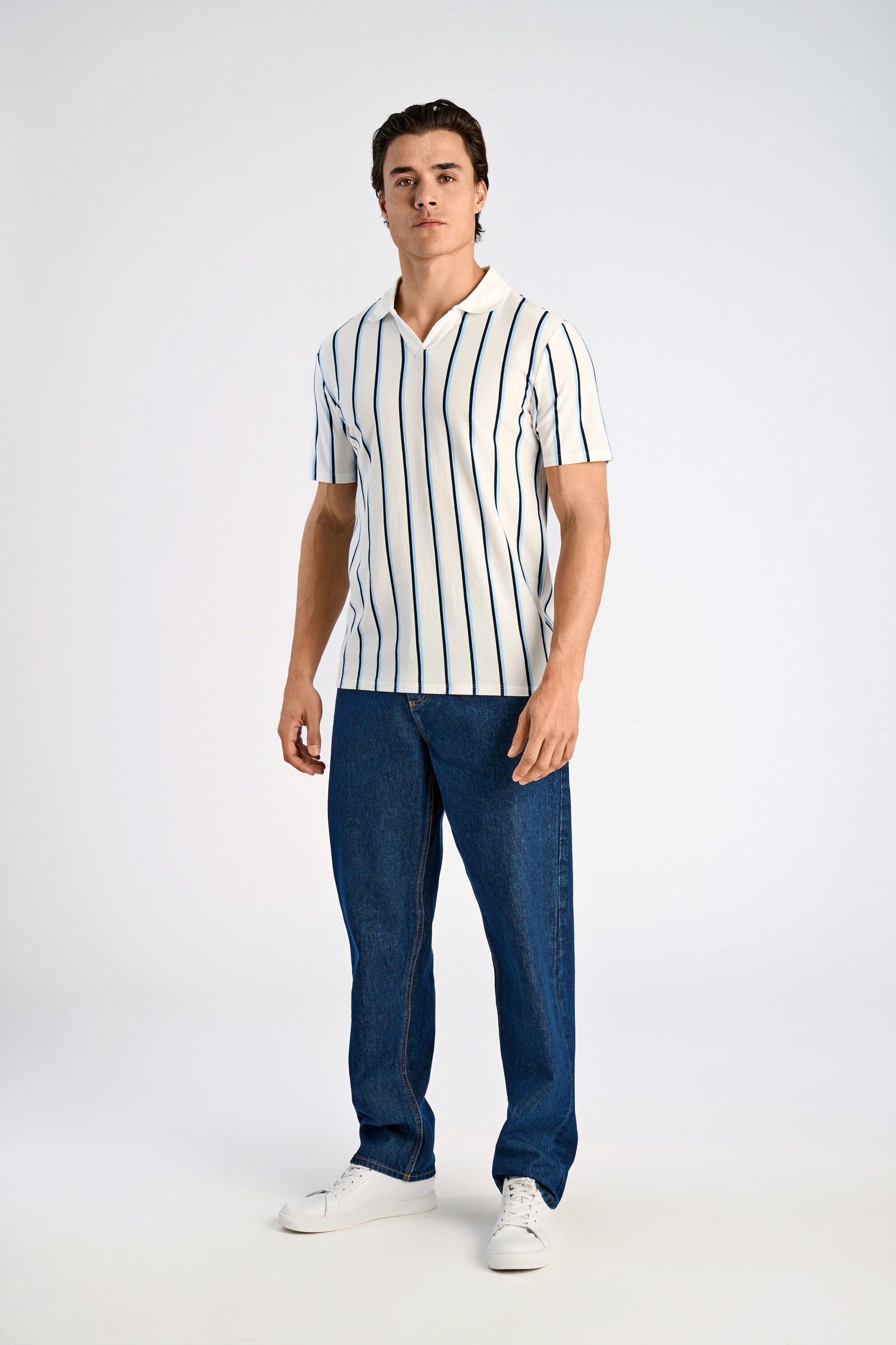 Striped piqu&eacute; polo shirt S/S