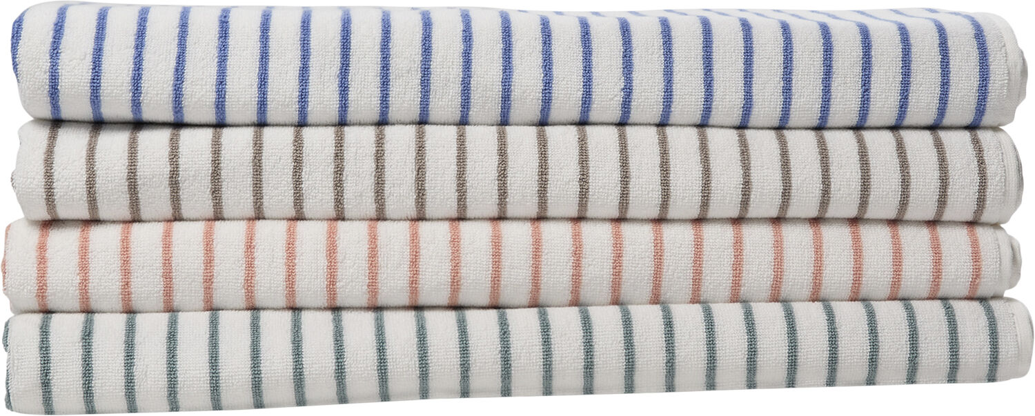 Beach towel 100x180cm smal strib lysebl&aring; GOTS