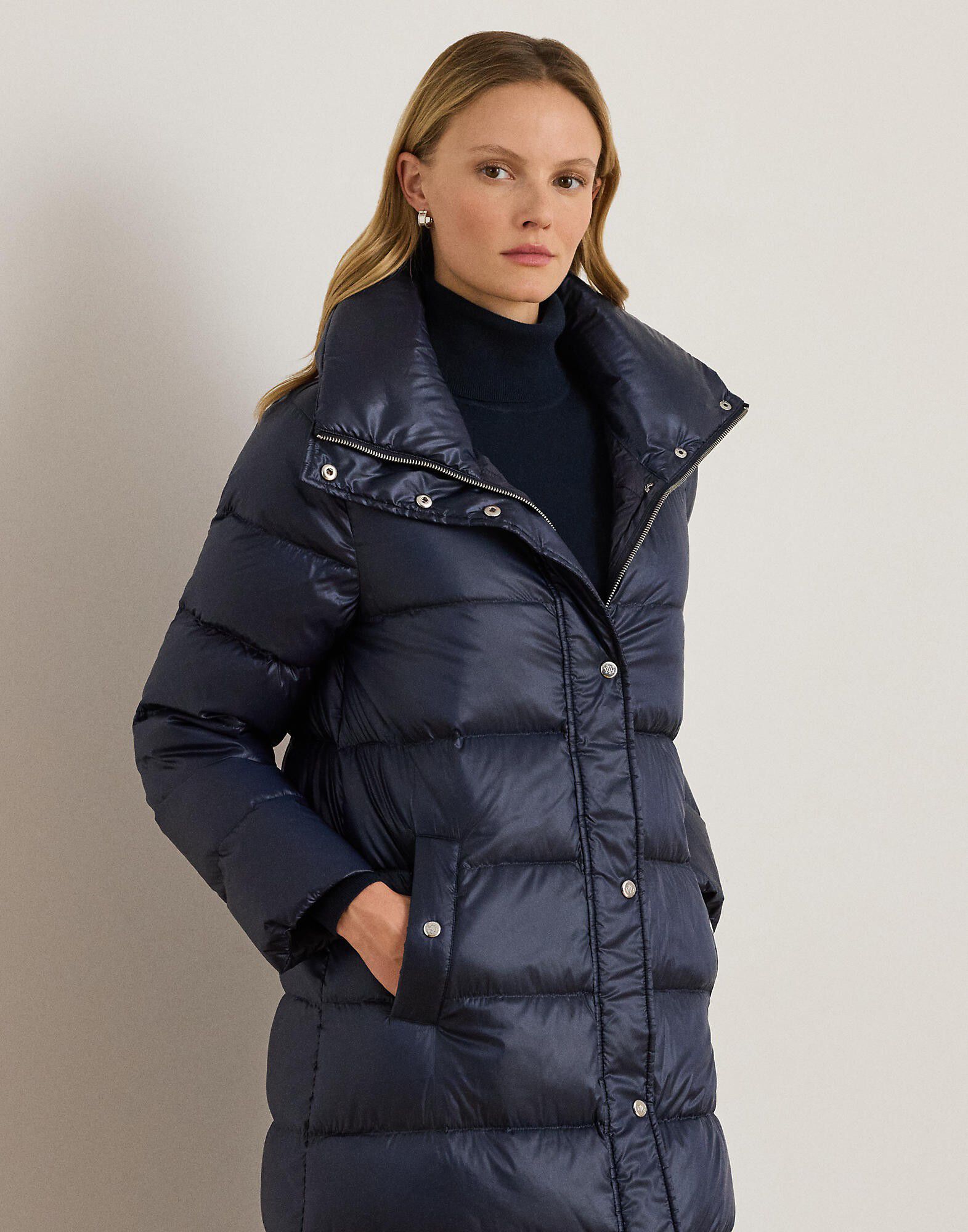 Metallic Funnelneck Down Maxicoat