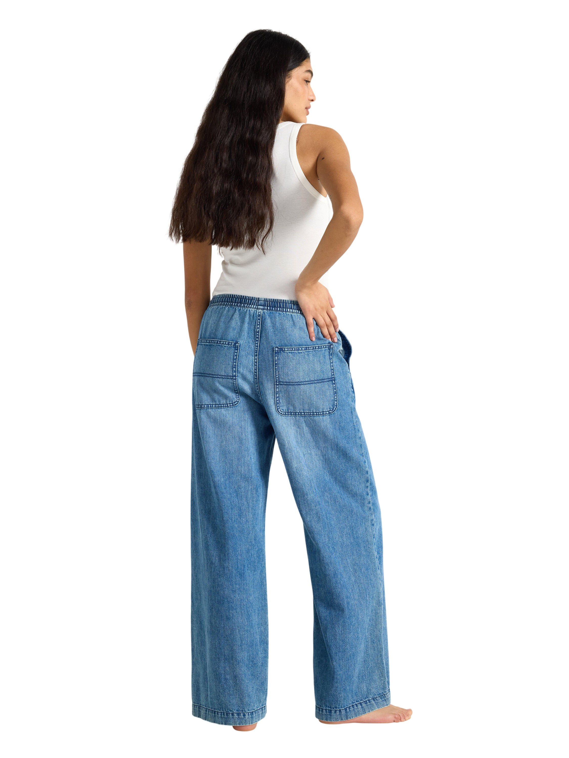 Vid denimbukse med elastisk midje o