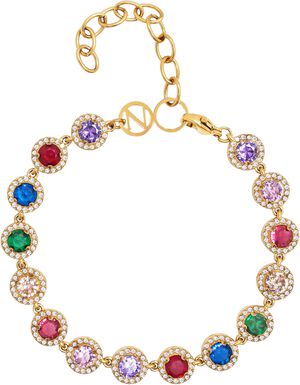 Women's Multi Gemstone Link Bracelet