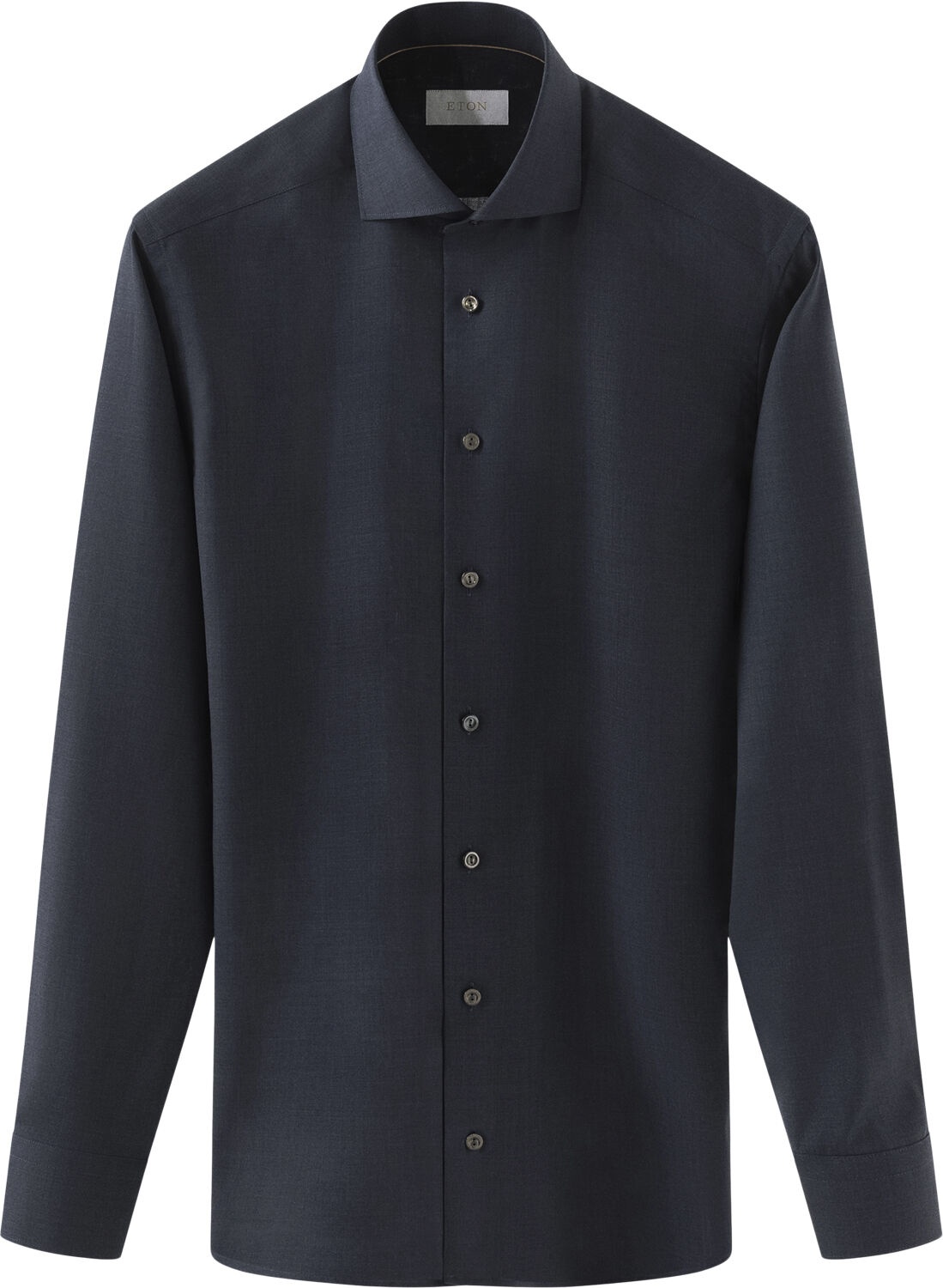 Slim Fit Navy Blue Solid Merino Wool Shirt